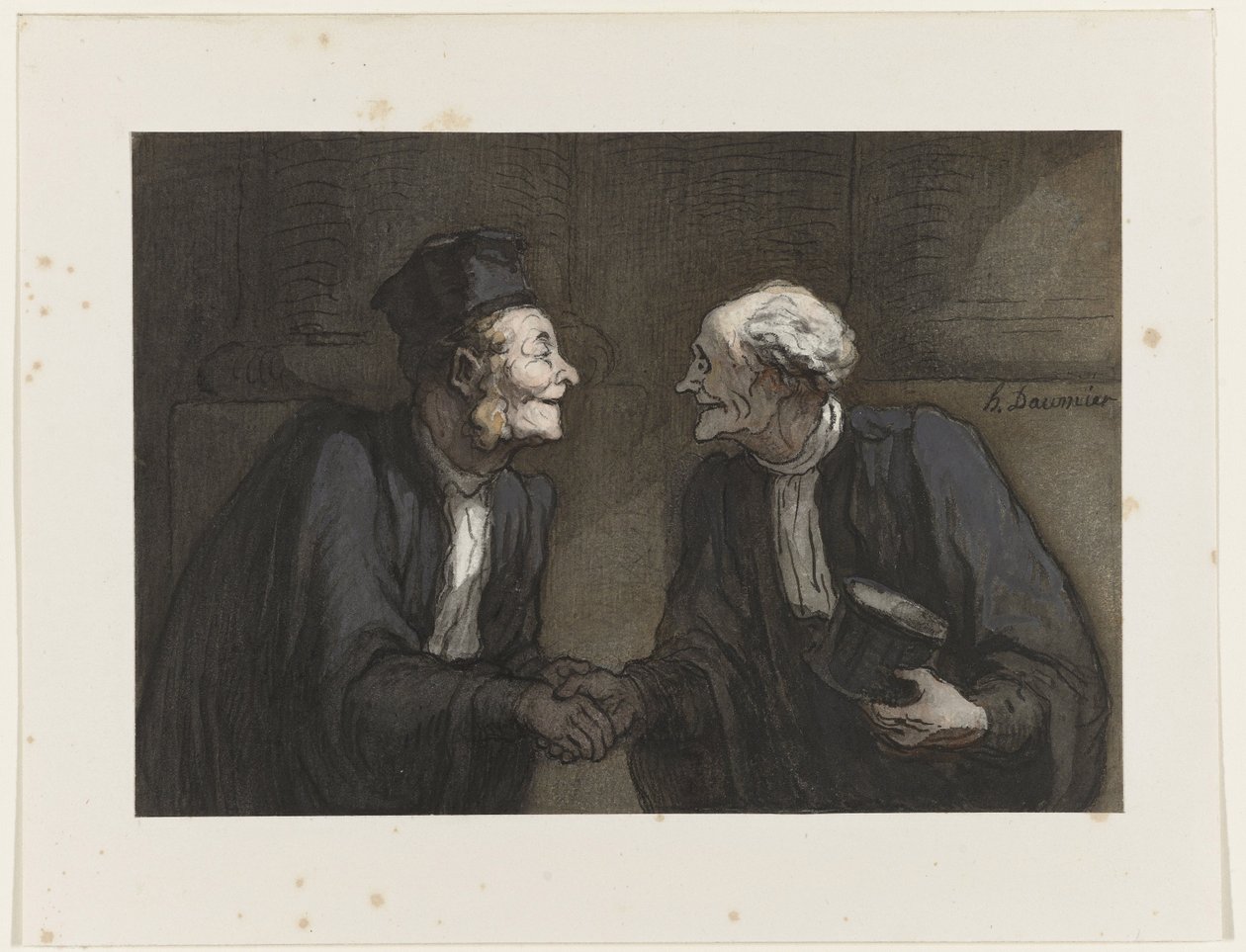 Deux avocats: la poignée de main 两个律师：握手。 作者 奥诺雷·杜米埃