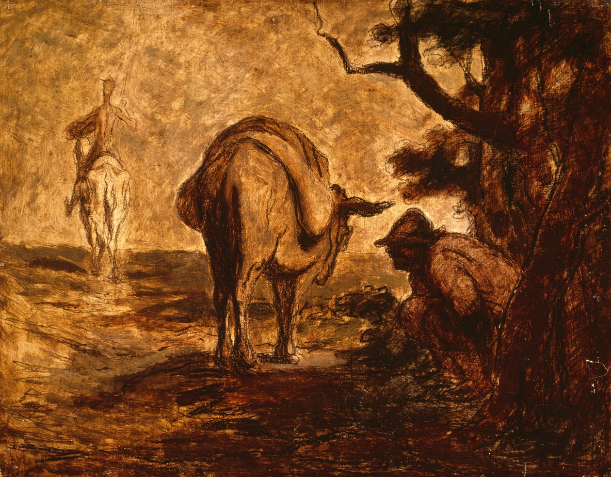 唐吉诃德和桑乔潘扎解除了自己，c。 1855年 作者 奥诺雷·杜米埃
