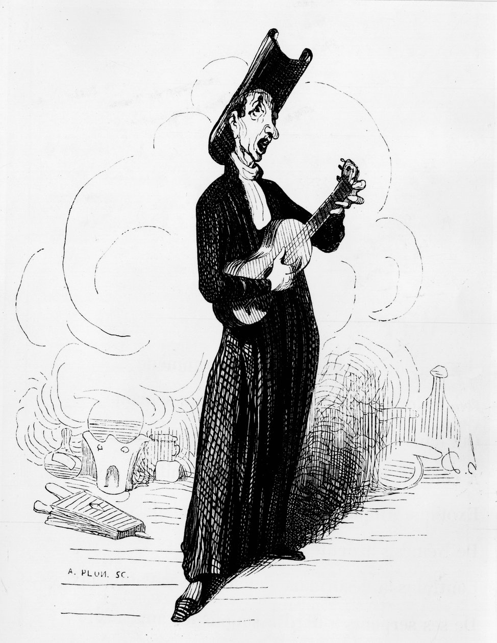 Humorous drawing of Mathieu Joseph Bonaventure Orfila (1787-1853) (engraving) 作者 奥诺雷·杜米埃