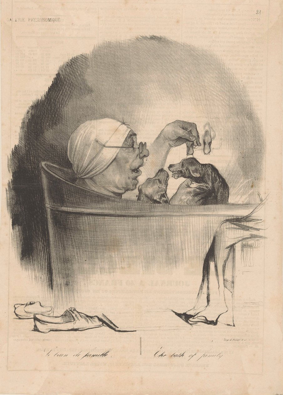 Le bain de famille 家庭之浴，1837年。 作者 奥诺雷·杜米埃