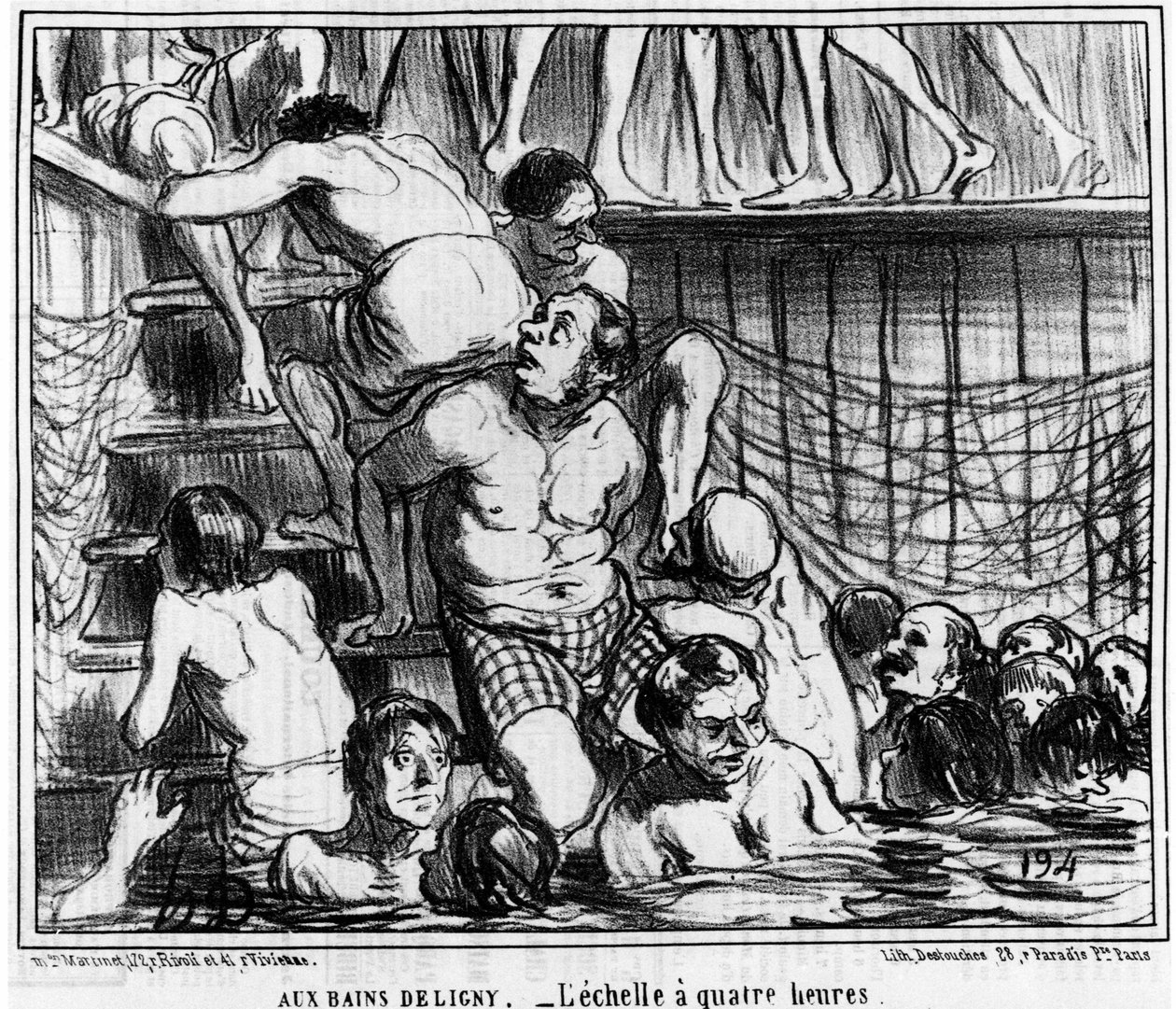 Les bains Deligny--四小时刻度：来自Honore Daumier（1808-1879）的 "Sketch d