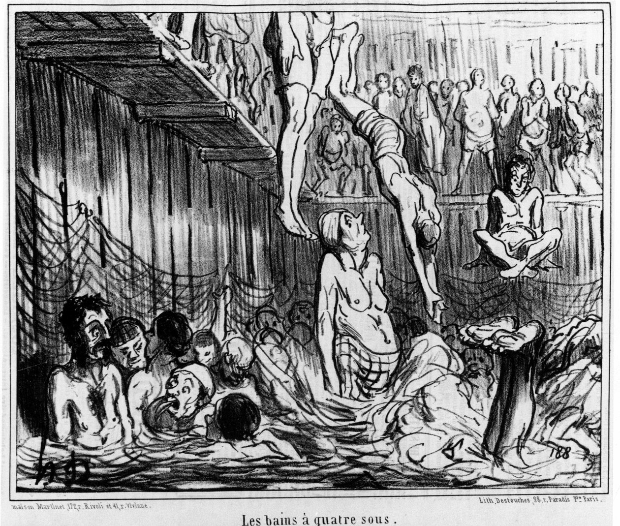 Les bains à foursous: 插图取自Honore Daumier (1808-1879)的 "Sketch d