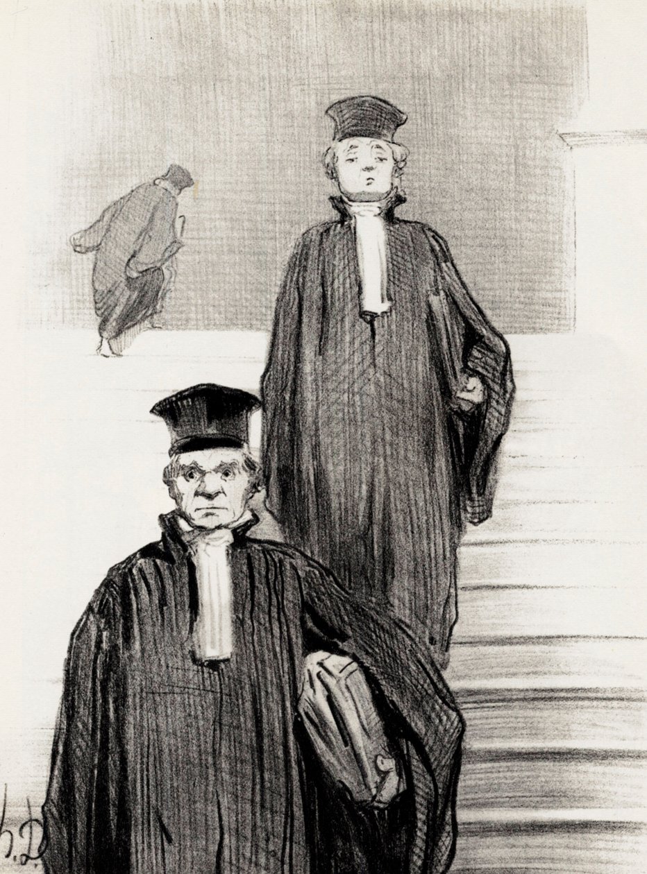 司法宫的主楼梯案例，1848年。   作者 奥诺雷·杜米埃