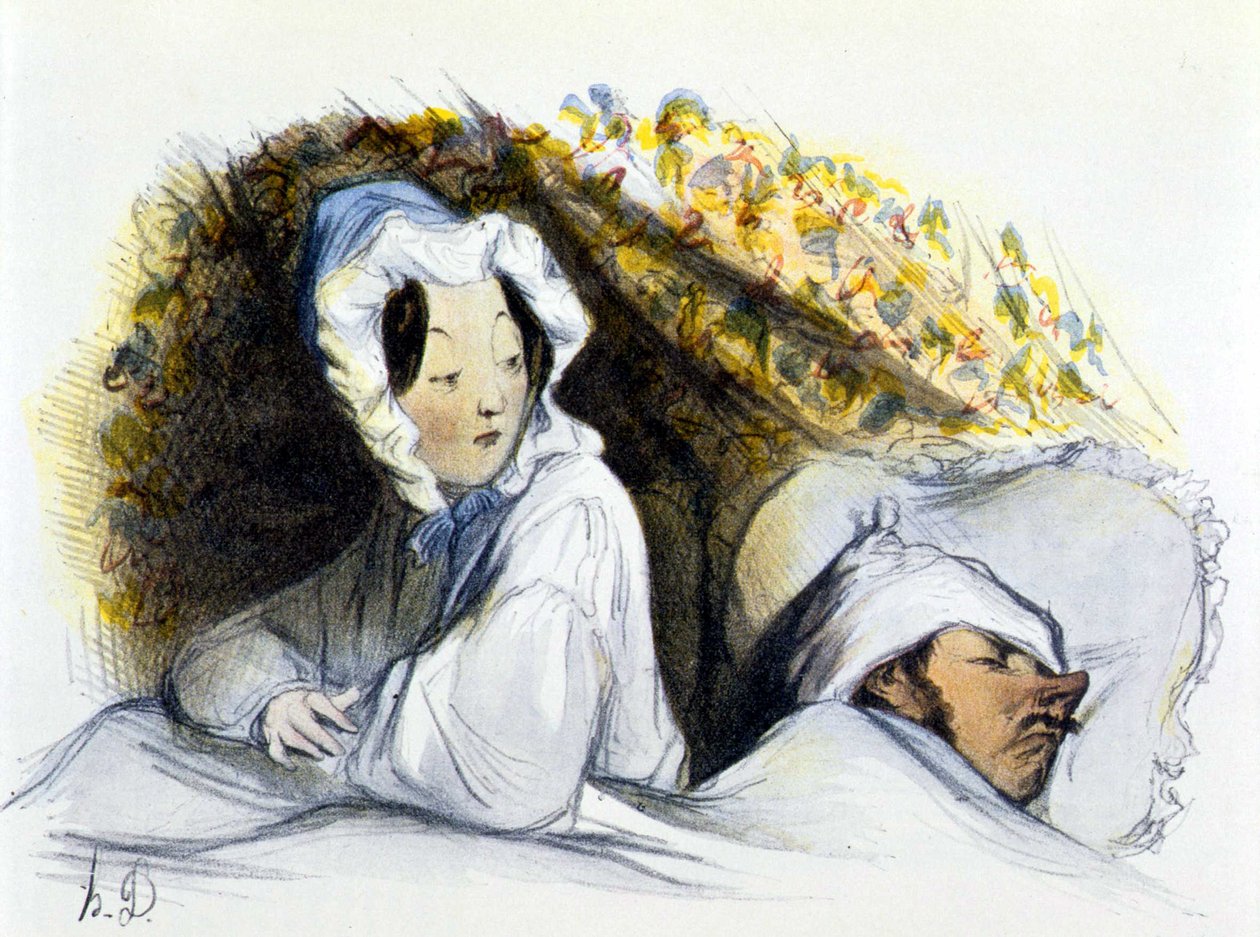 床上的男人和女人："顽皮的睡魔！"。去..."，Edouard Fuchs的 "情色艺术史"，柏林 作者 奥诺雷·杜米埃