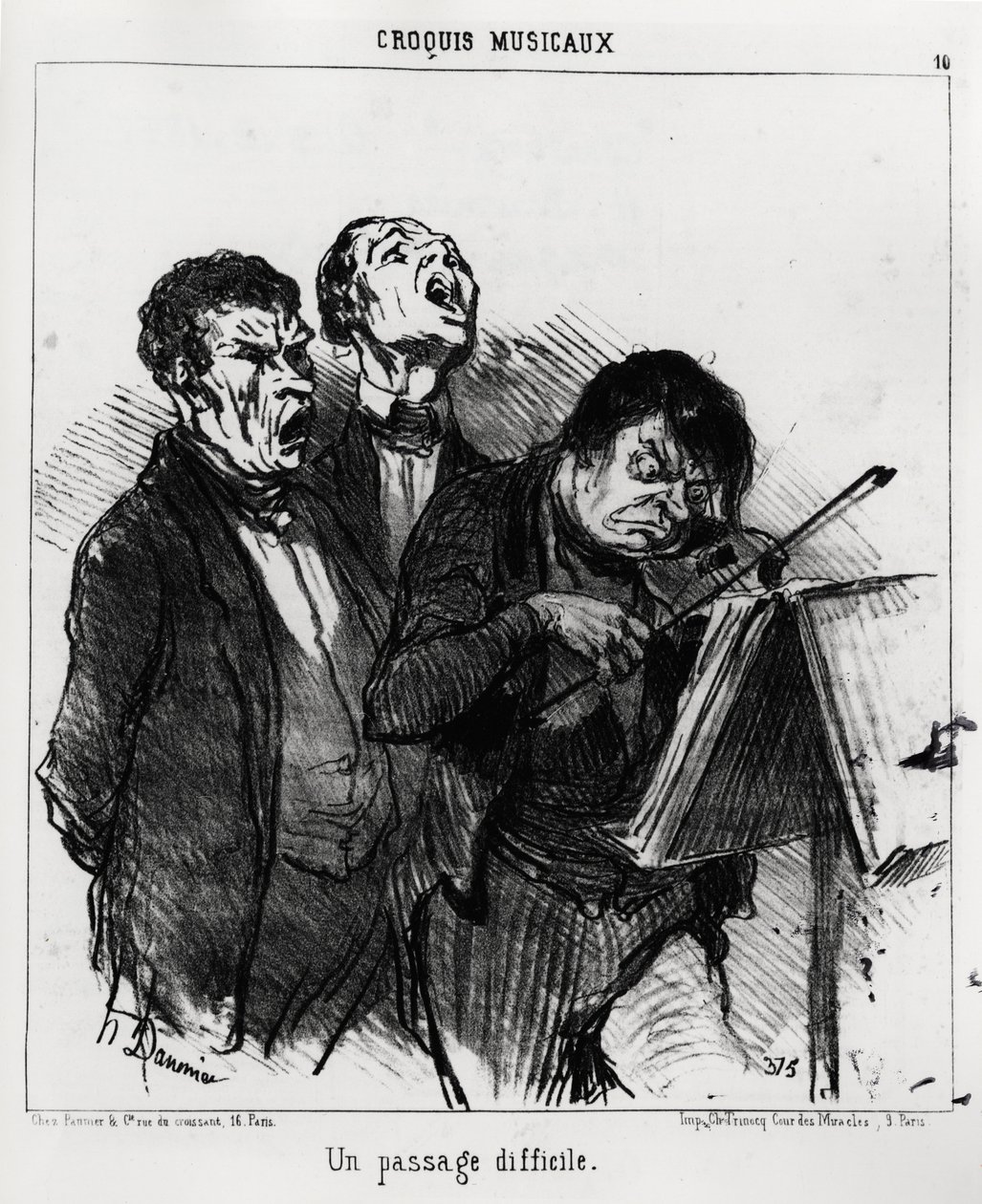 音乐素描：一个困难的段落。奥诺尔-道米埃（1808-1879）的插图，发表在1852年3月5日的《查理报》的新闻中。 作者 奥诺雷·杜米埃