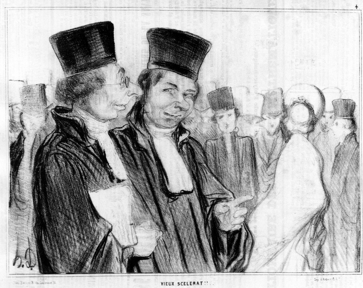 巴黎类型，老式的scelerat！！，Honore Daumier（1808-1879）的漫画。"Charivari"。 作者 奥诺雷·杜米埃