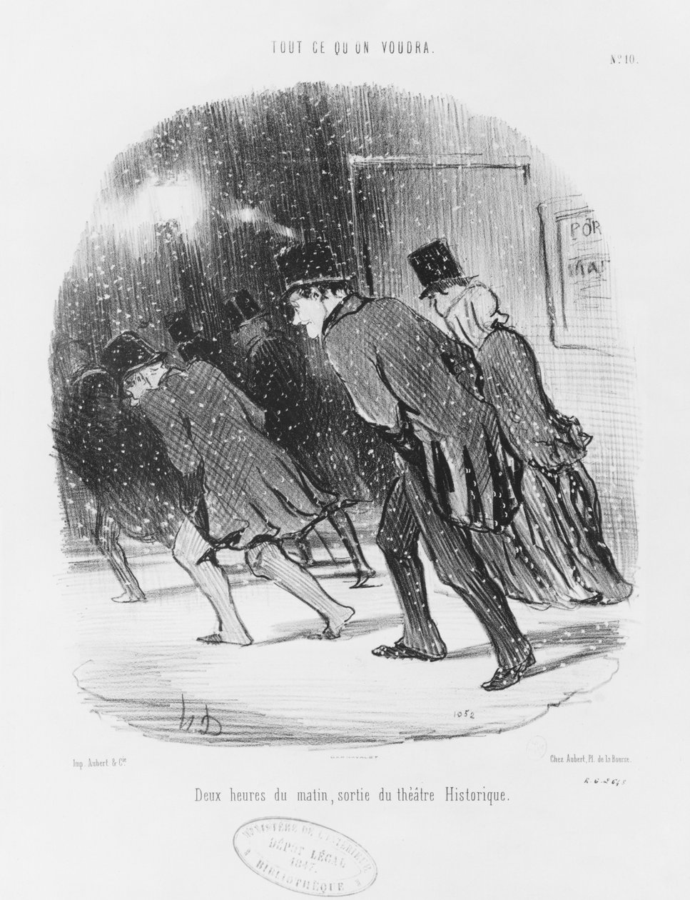系列&39;Tout ce qu&39;on voudra&39;，早上两点，历史剧院的出口，1847年的板块 作者 奥诺雷·杜米埃