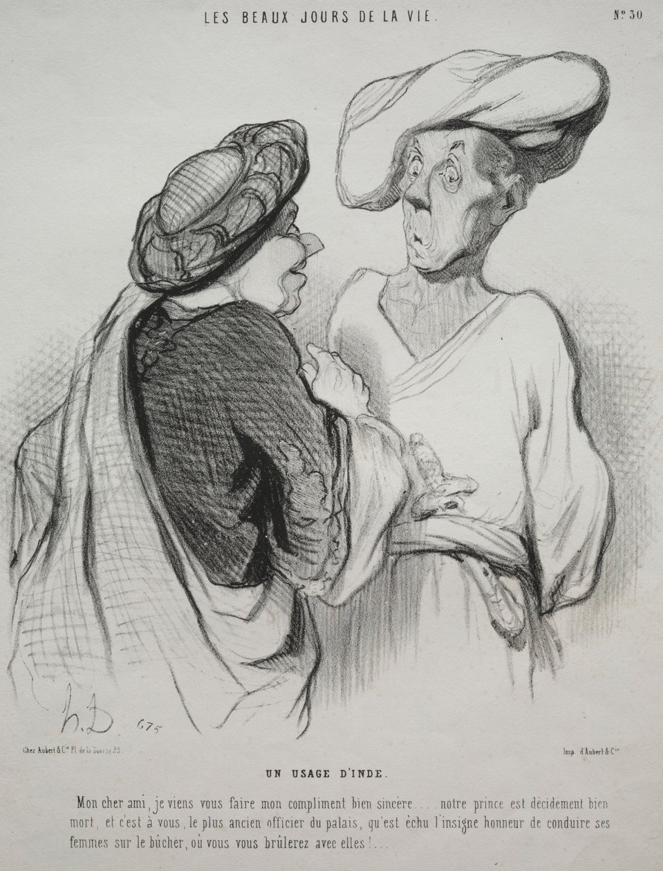 《生活的美好时光》，第30页：印度风俗，1844年。 作者 奥诺雷·杜米埃