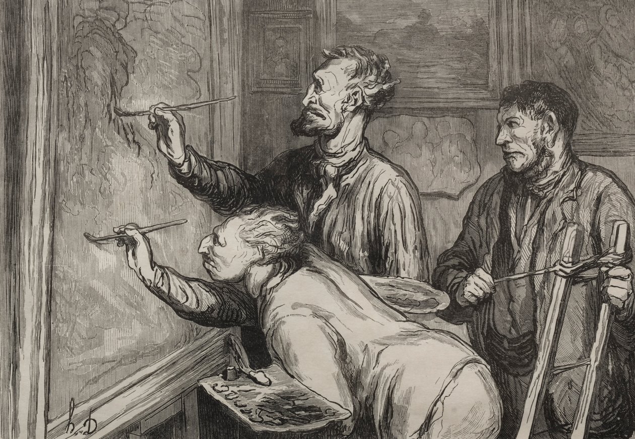画家：最后的笔触，1868年博览会。 作者 奥诺雷·杜米埃