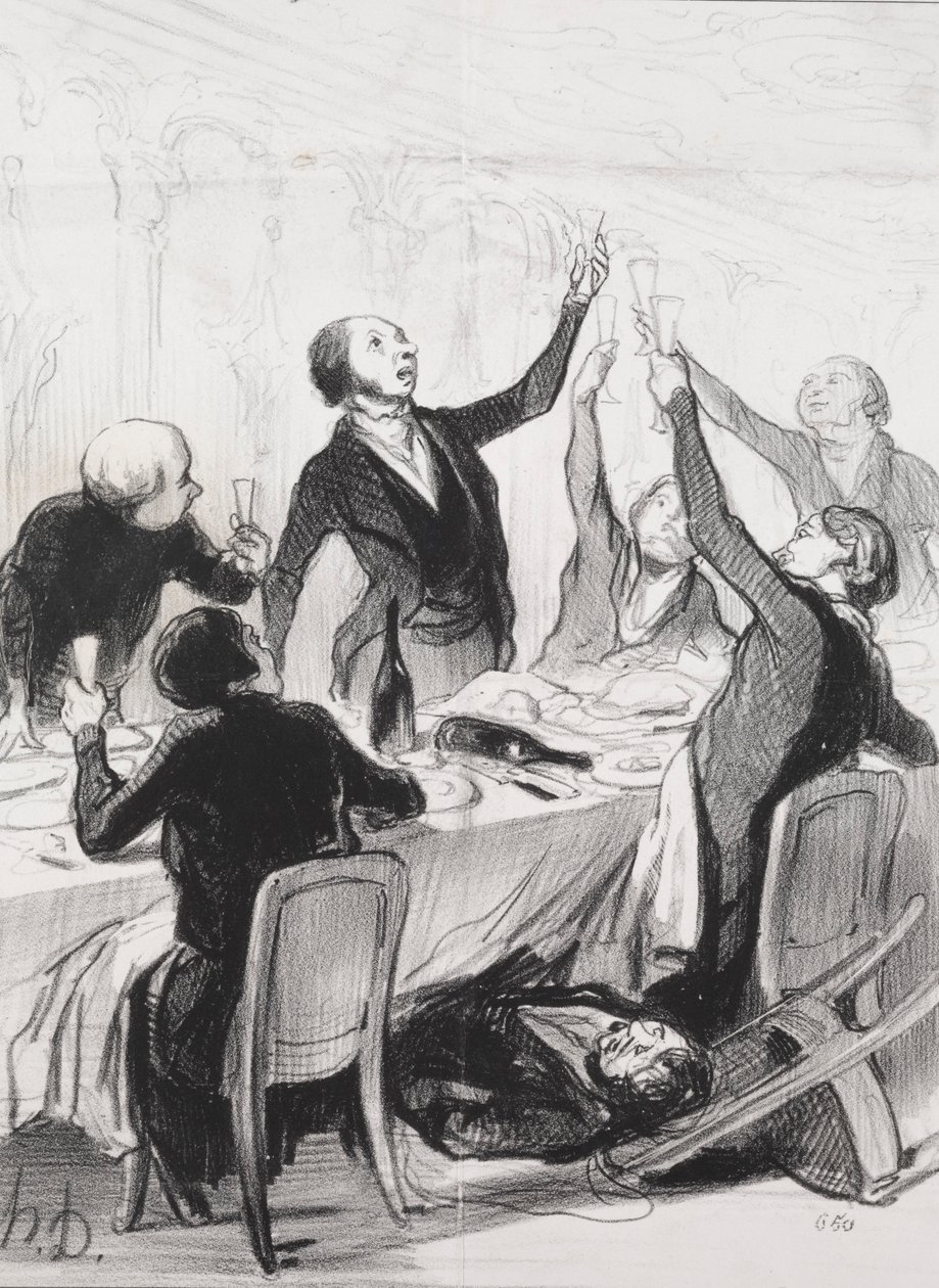 《今日的慈善家》，第8页：43d敬酒...致节制协会，1844年。 作者 奥诺雷·杜米埃