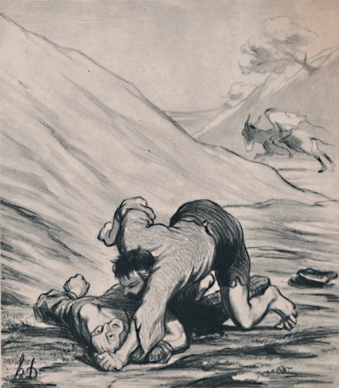 《强盗与驴》，约摄于1860年代，1946年。 作者 奥诺雷·杜米埃