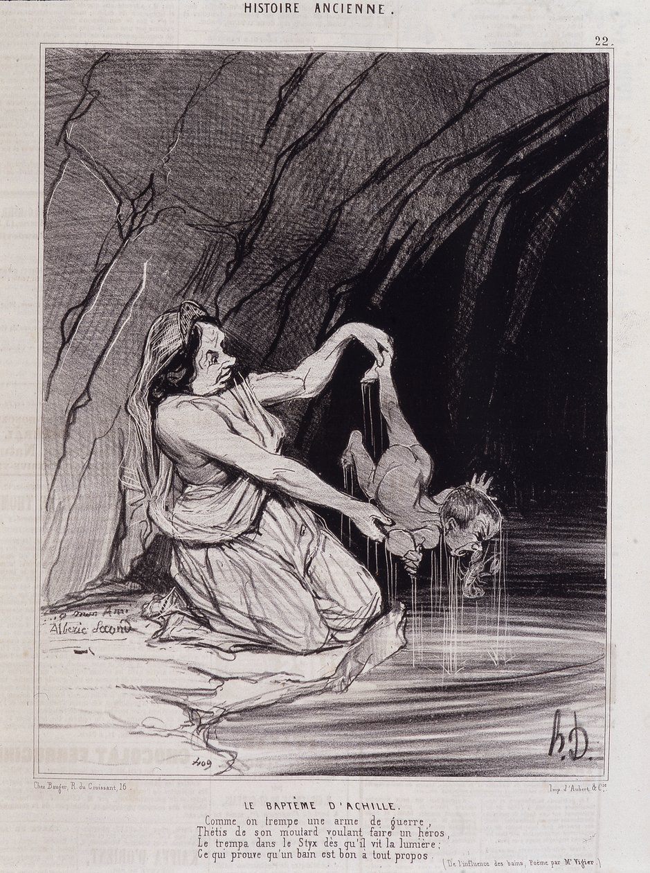 阿喀琉斯的洗礼 - 在“” Charivari “” v.1840 - Honore Daumier 作者 奥诺雷·杜米埃