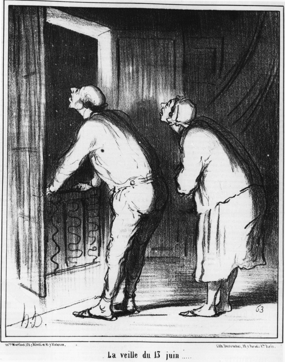 6月13日的前夕......，Honore Daumier（1808-1879）的漫画。"Charivari" 作者 奥诺雷·杜米埃