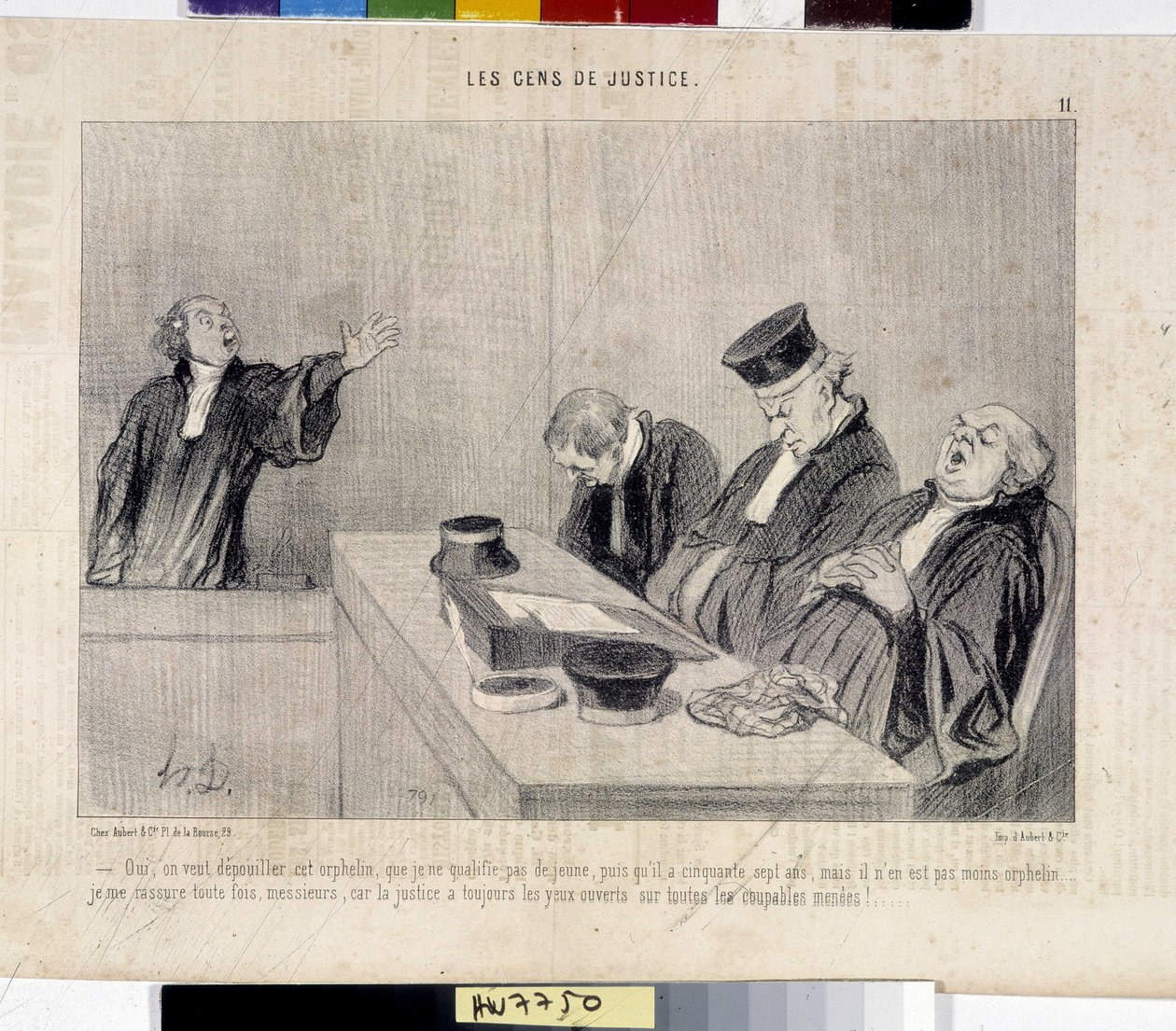 正义的人们。漫画作者Honore Daumier (1808-1879)，来自报纸Le" Charivari"，37.5x28。马赛龙尚宫美术博物馆。 作者 奥诺雷·杜米埃