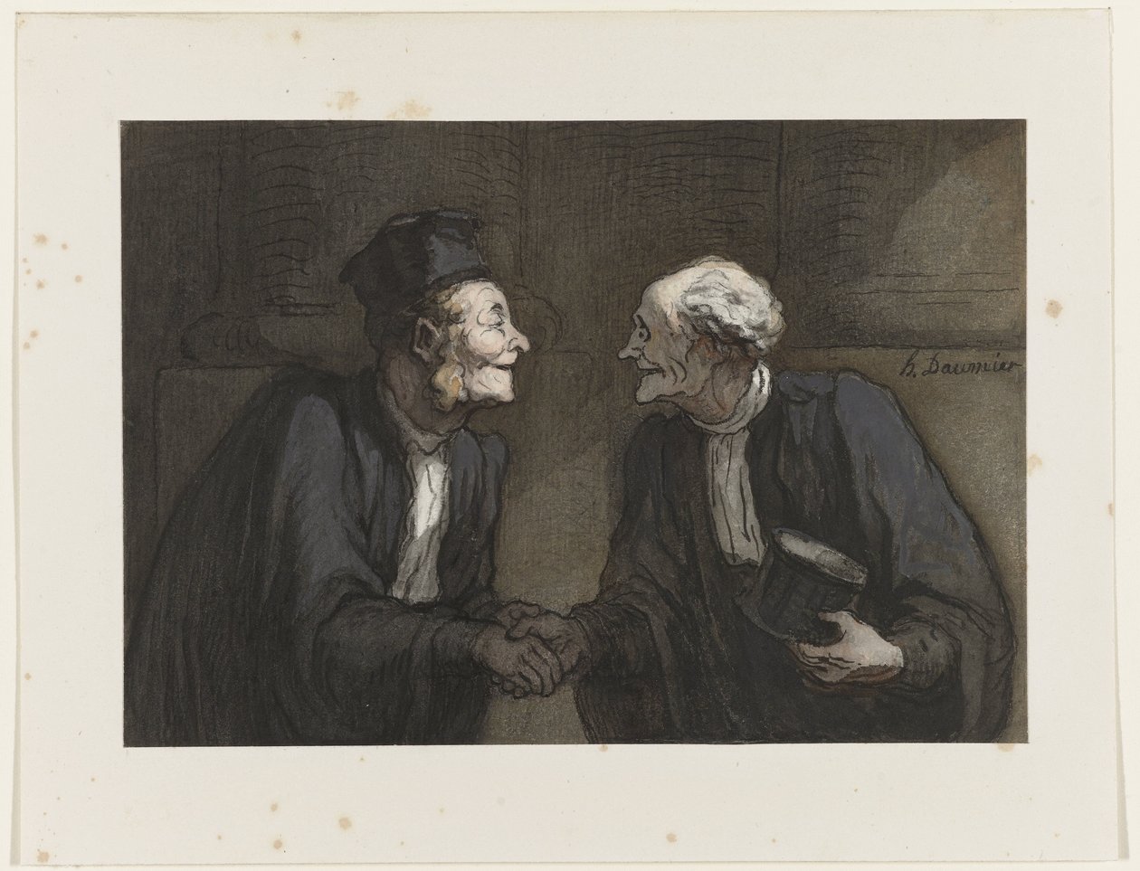两位律师握手 // Deux avocats: la poignée de main 作者 奥诺雷·杜米埃