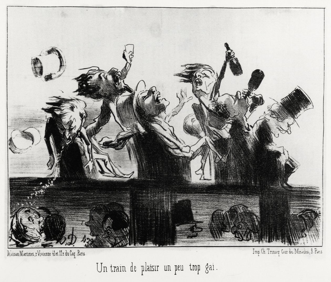 Un train de plaisir un peu trop gai, in serie Les chemins de fer, illustration by Honore Daumier (1808-1879), published in "Charivari" , dated 20 August 1852. 作者 奥诺雷·杜米埃