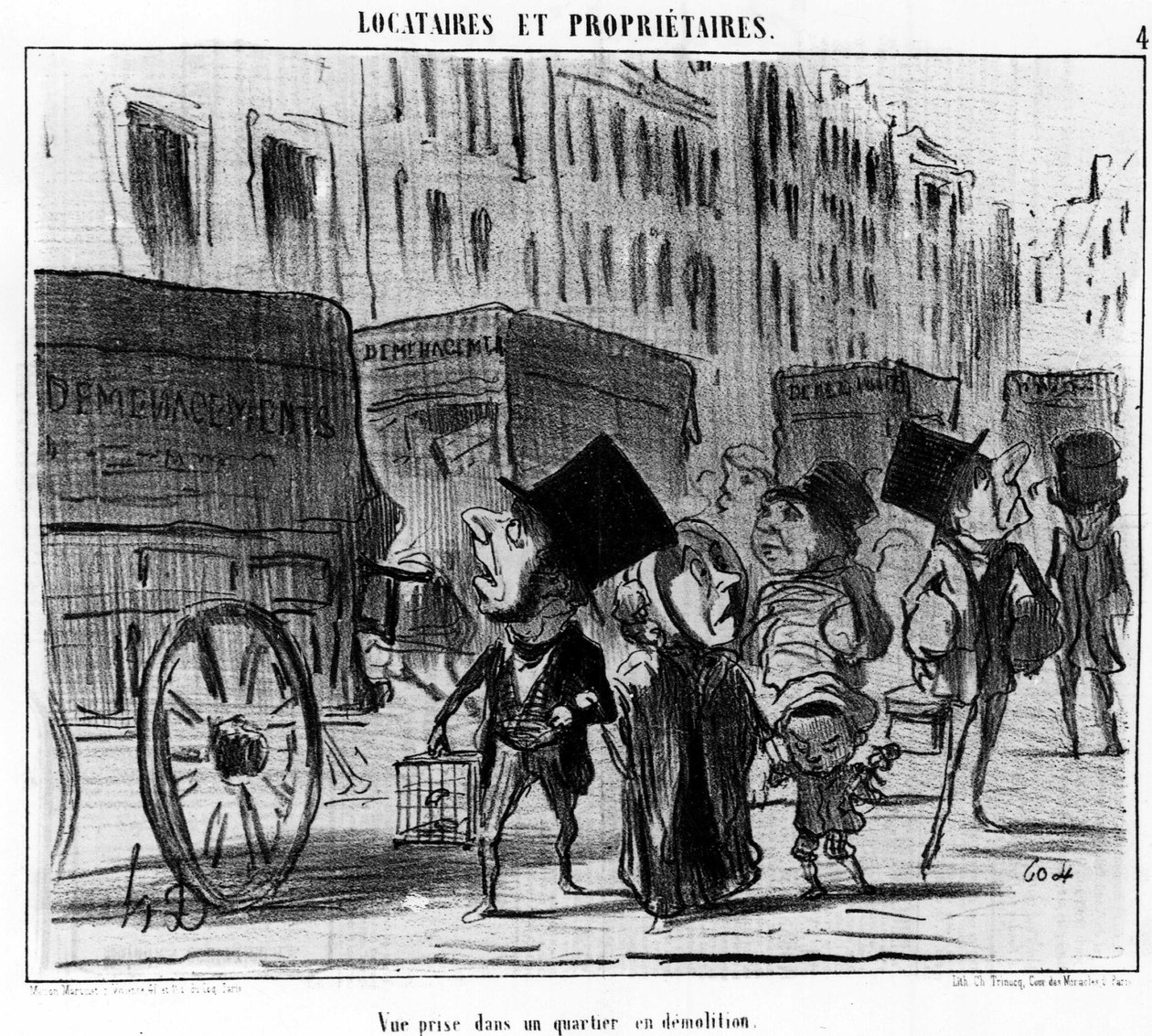 在一个拆迁区拍摄的景象，取自Honore Daumier（1808-1879）的漫画系列 "租户和业主"。"查理斯" 作者 奥诺雷·杜米埃