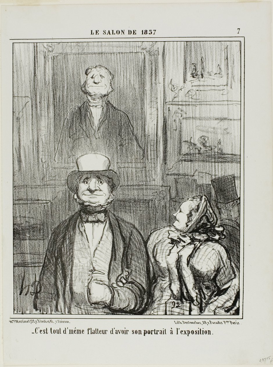 "能在沙龙展出自己的肖像，真是令人受宠若惊，"《1857 年沙龙》第 7 版 作者 奥诺雷·维克托林·杜米埃