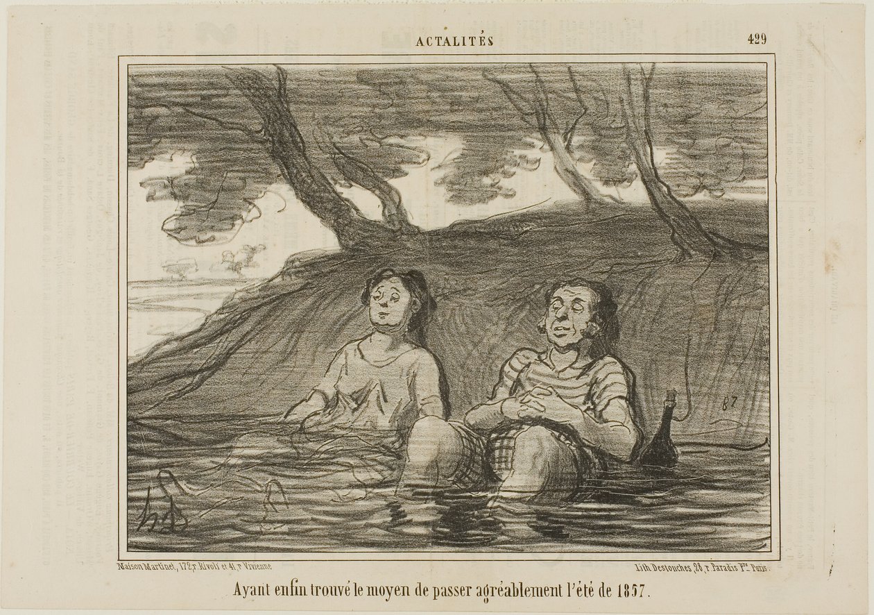 终于找到了愉快地度过 1857 年夏天的办法，《Actualités》第 429 号插图 作者 奥诺雷·维克托林·杜米埃
