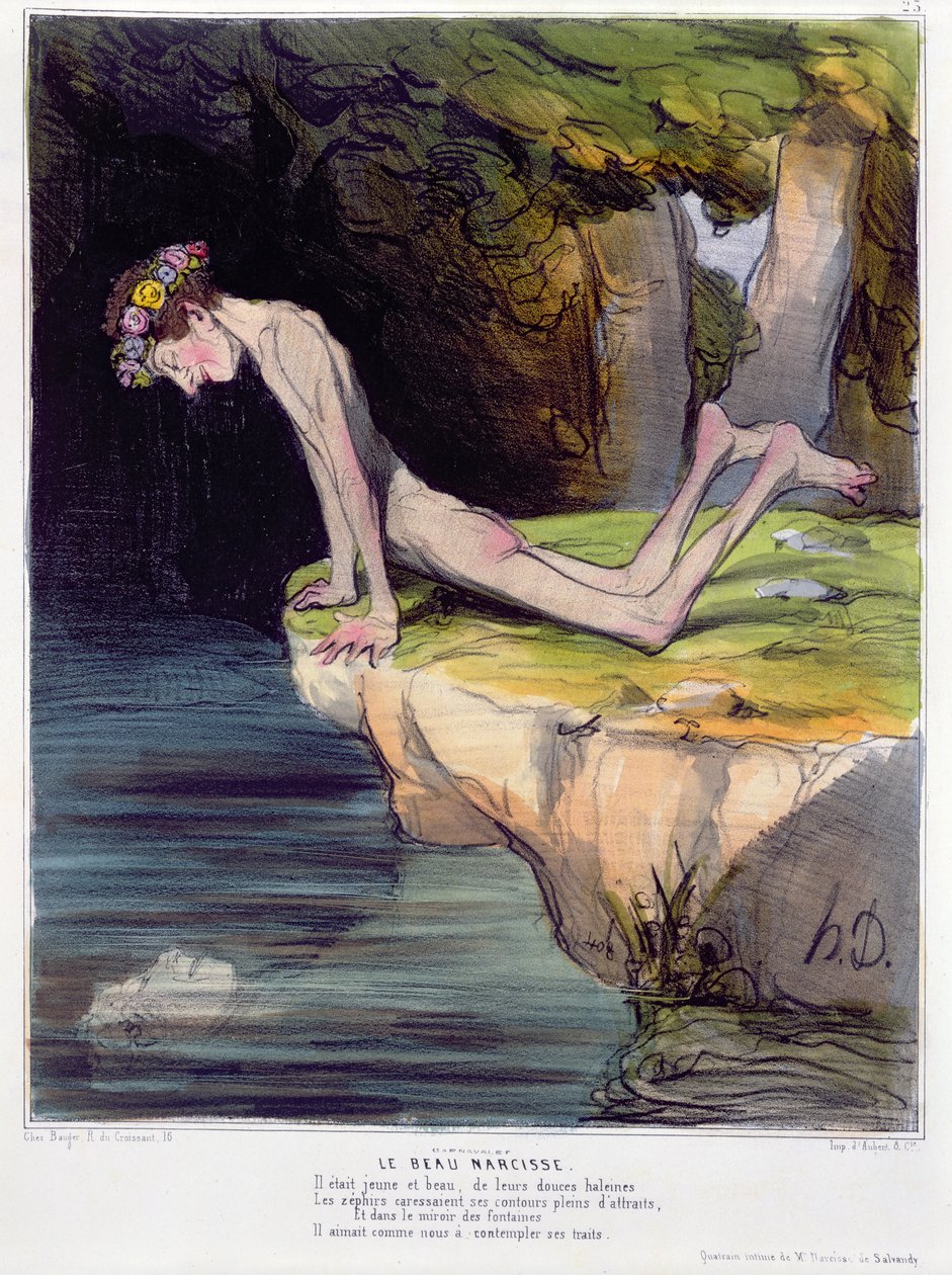 美丽的水仙，漫画由d&39;Aubert和Co.雕刻，由Bauger在巴黎出版，1840-50 作者 奥诺雷·杜米埃