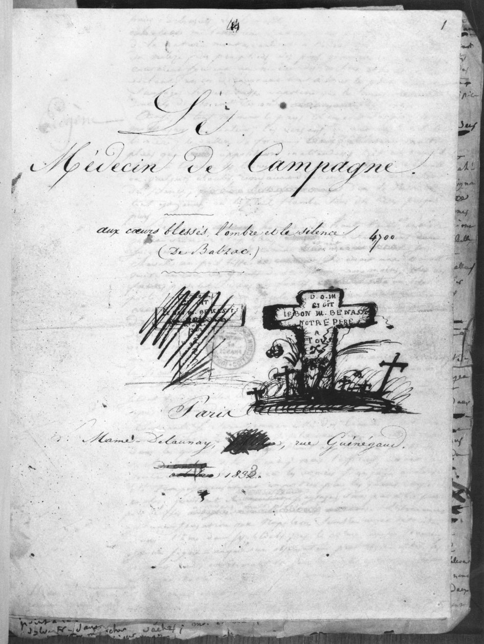 “The Country Medicine”的标题页，1833年，由巴黎Mame Delaunay出版 作者 诺扎·巴尔扎克