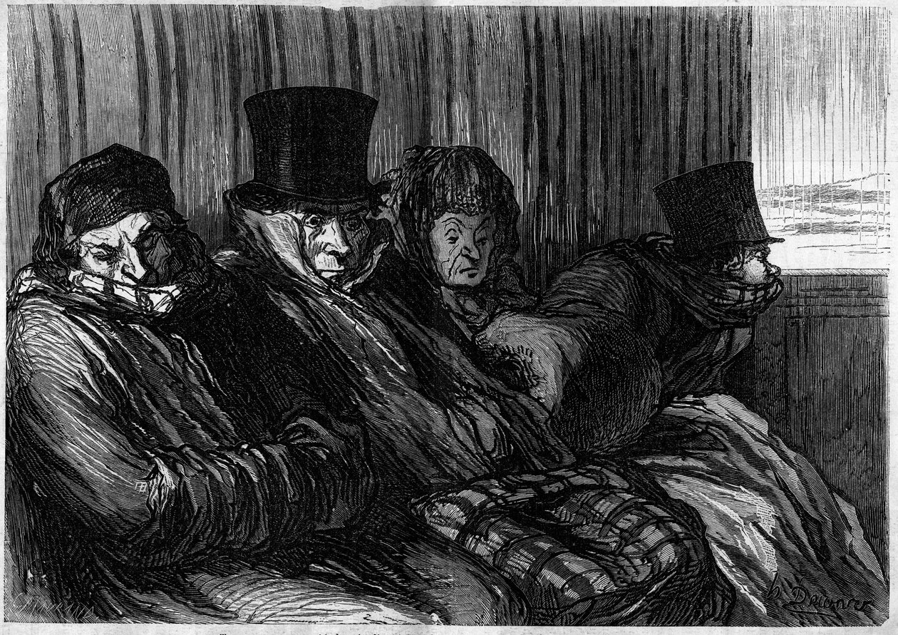 欢乐列车。10度的无聊和坏心情。奥诺尔-杜米埃（1808-1879）的漫画。1月18日《世界画报》第249期上的版画。 作者 奥诺雷·杜米埃