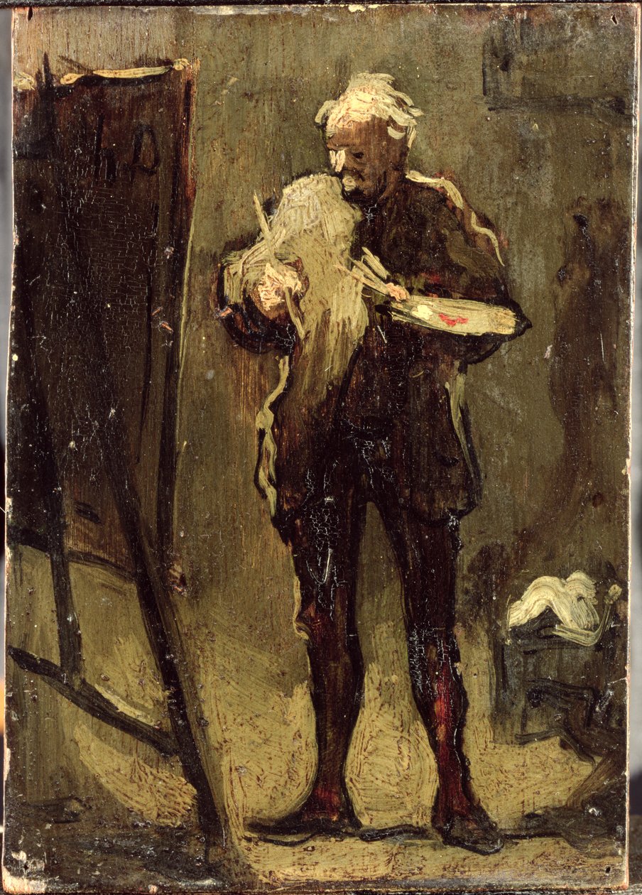 Self Portrait (oil on panel) 作者 奥诺雷·杜米埃