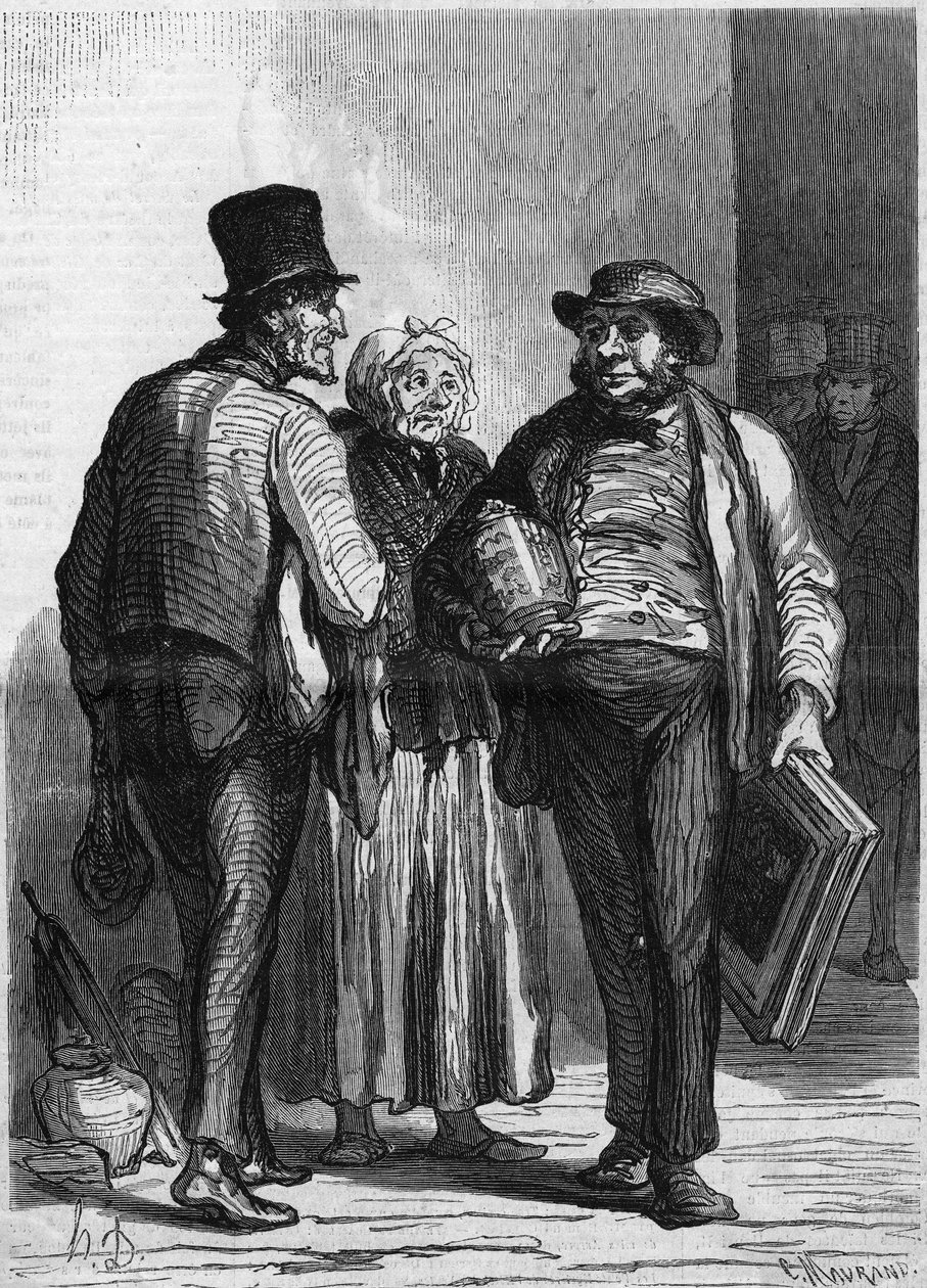 Ariseurs专员酒店：商人。奥诺尔-杜米埃（1808-1879）的漫画。1月11日《世界画报》第326期上的版画。 作者 奥诺雷·杜米埃