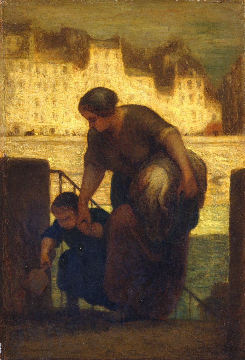 女装（Laundress），约1863年（木头上的油） 作者 奥诺雷·杜米埃