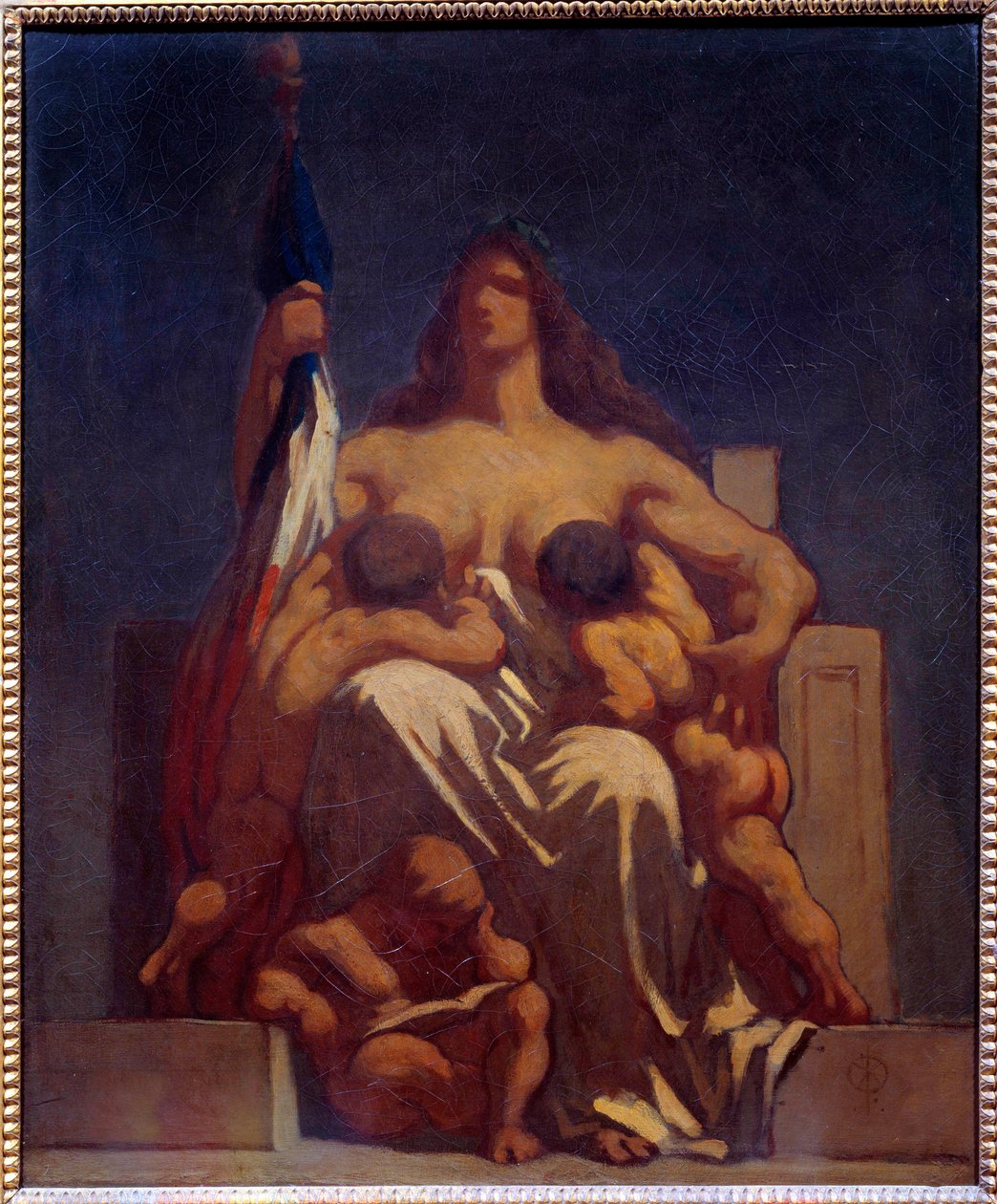 法兰西共和国寓言照顾她的孩子。 Honore Daumier (1808-1879) 1848 年的素描。 0.73x0.60 m 巴黎，奥赛博物馆 作者 奥诺雷·杜米埃