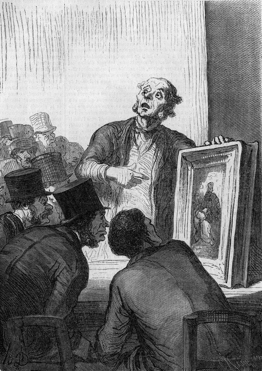 拍卖行：艺术专家。漫画家Honore Daumier (1808-1879)的作品。3月7日《世界画报》第308期的版画。 作者 奥诺雷·杜米埃