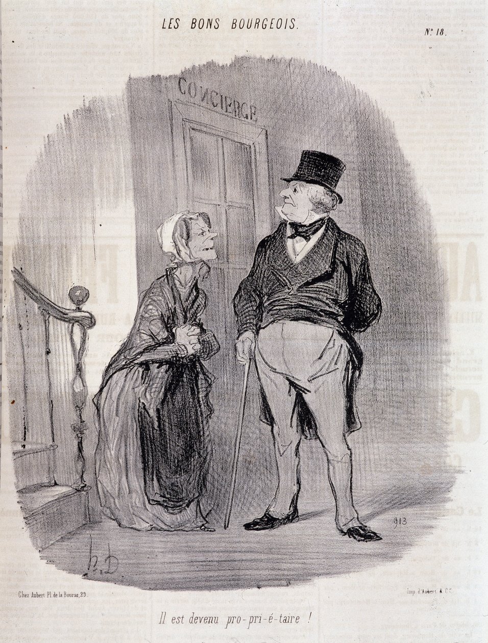 善良的资产者：“他成了专职人员！” - 奥诺雷·杜米埃 (Honore Daumier) 于 1846 年 6 月 10 日在“Le Charivari”中 作者 奥诺雷·杜米埃