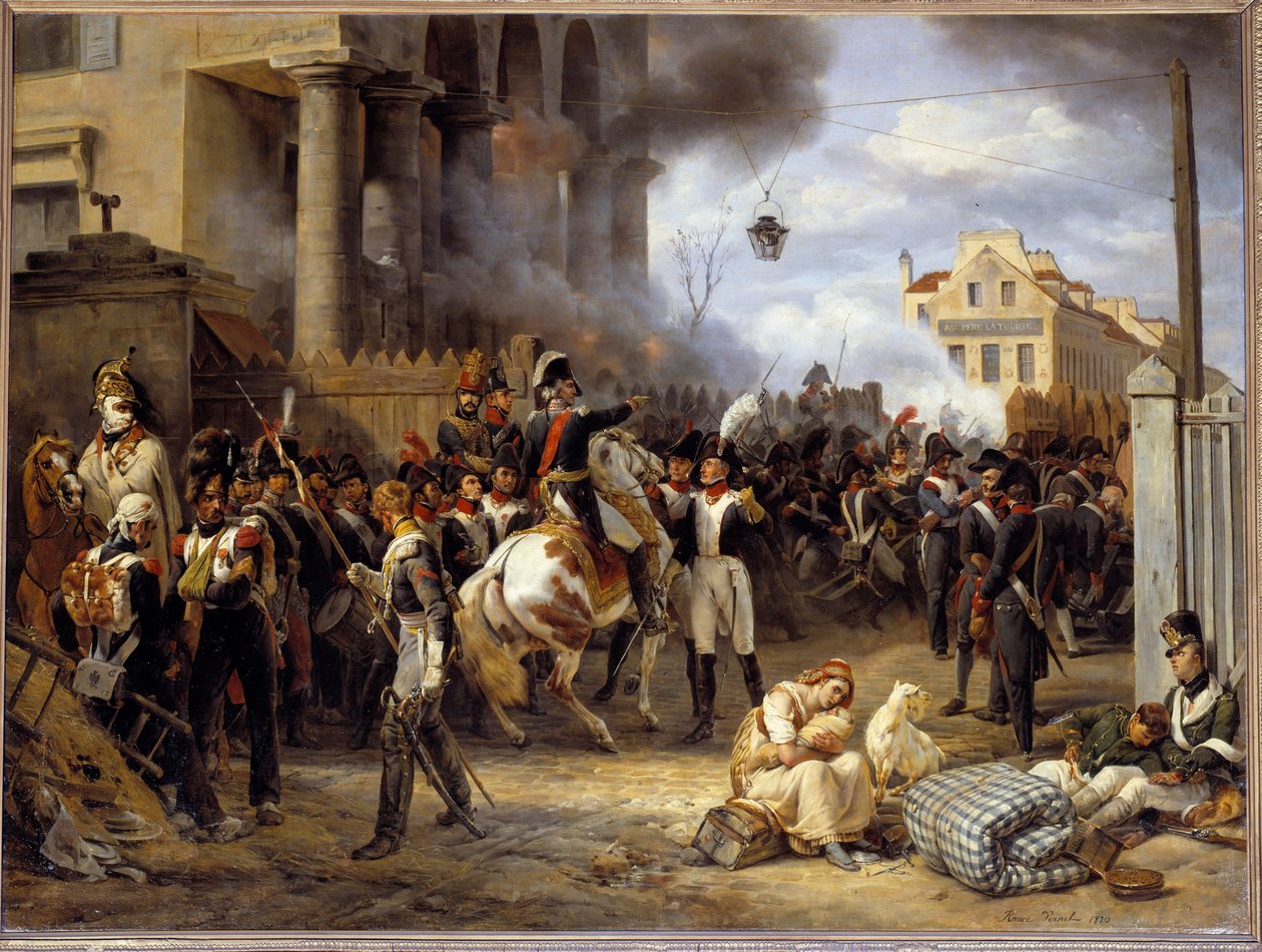 法国的战役。"La barriere de Clichy, defense of Paris on 30/03/1814" 中间是蒙西将军。埃米尔-霍勒斯-弗内（1789-1863）的画作 1820年，太阳。0,97 x 1,30 m 作者 埃米尔·让·霍勒斯·韦尔内