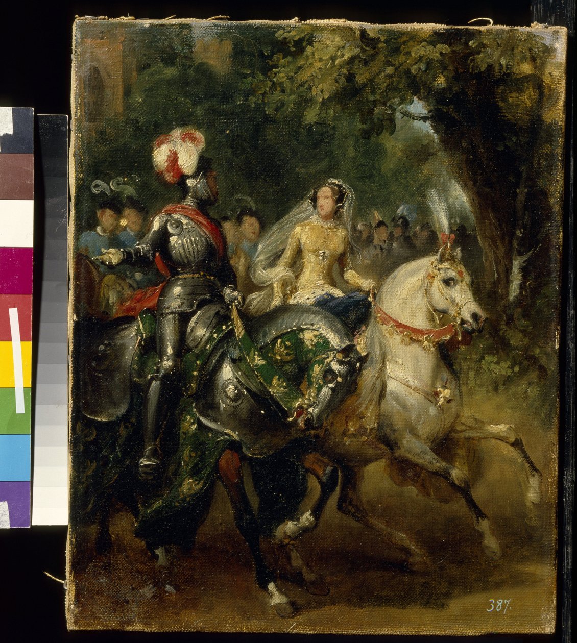 Cavalcade - Peinture de Horace Vernet (1789-1863), huile sur toile (28x22 cm), vers 1842 - (Cavalcade, Oil on canvas by H.Vernet, ca 1842) - 莫斯科国立普希金美术博物馆 作者 埃米尔·让·霍勒斯·韦尔内