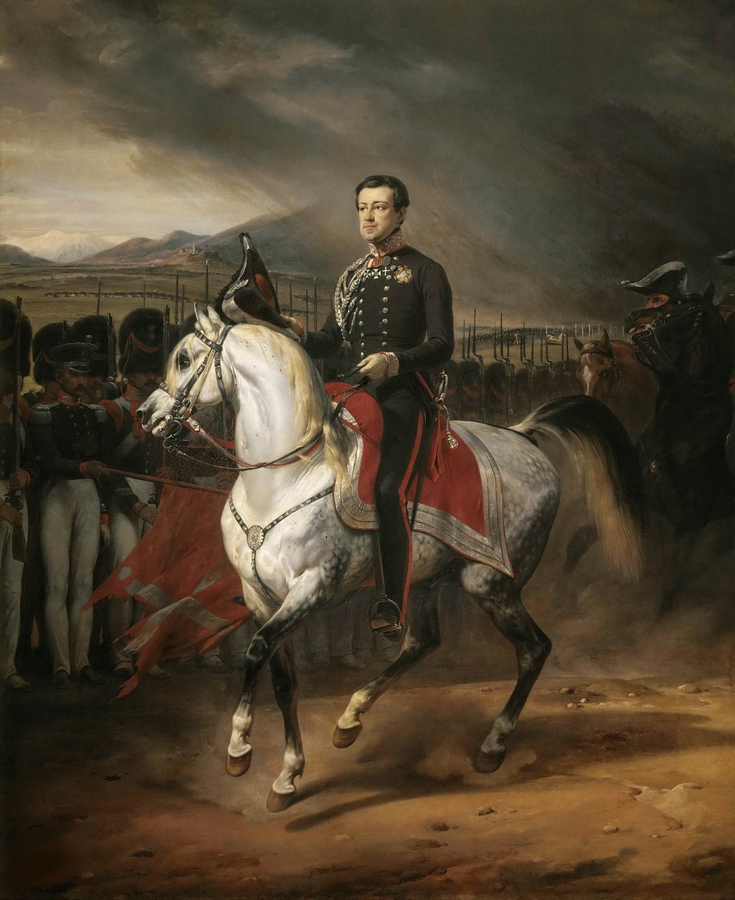 Charles Albert 1798-1849年的马术肖像，撒丁岛国王，1834年。 作者 埃米尔·让·霍勒斯·韦尔内
