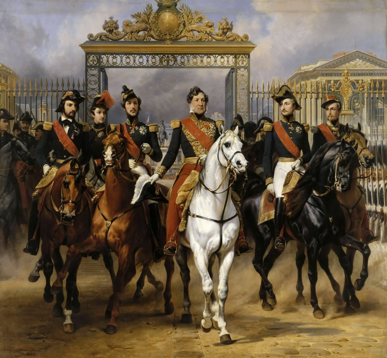 路易斯·菲利普（Louis Philippe）和他的儿子们在此于1837年6月10日离开凡尔赛宫上锁 作者 埃米尔·让·霍勒斯·韦尔内