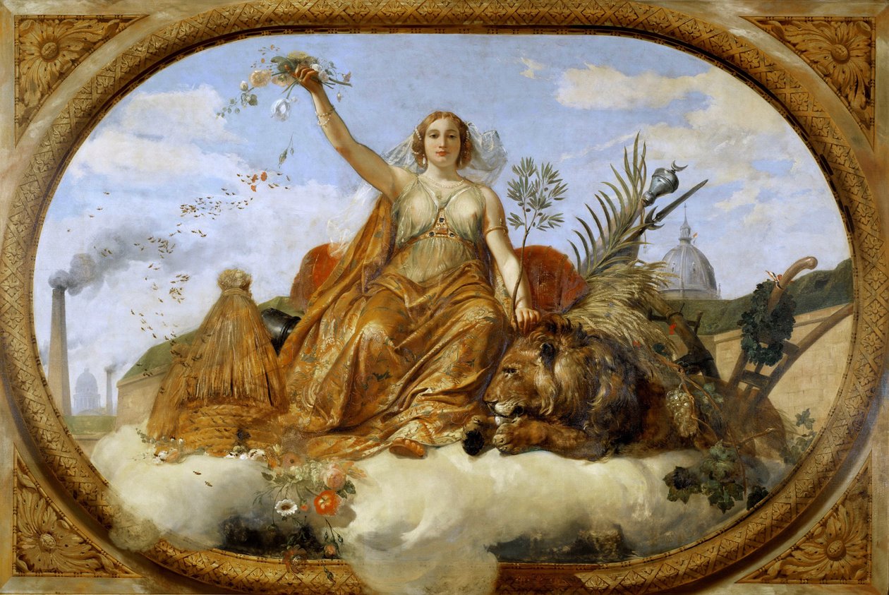 和平天花板画，Salle des Pas perdus，1839-1847。 作者 埃米尔·让·霍勒斯·韦尔内