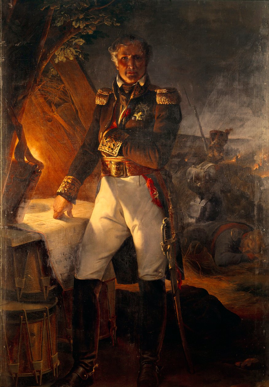Portrait in foot of Laurent Marquis de Gouvion Saint Cyr (1764-1830) marechal of the Empire at the Battle of Polotsk Painting by Emile Horace Vernet (1789-1863) 19th century Sun. 2,2x1,42m 作者 埃米尔·让·霍勒斯·韦尔内