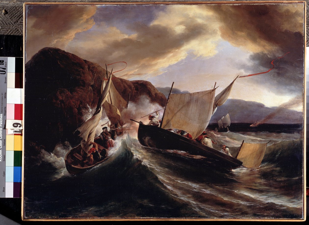 一场海战。Horace Vernet（1789-1863 年）的画作。布面油画，54 x 70 厘米 作者 埃米尔·让·霍勒斯·韦尔内