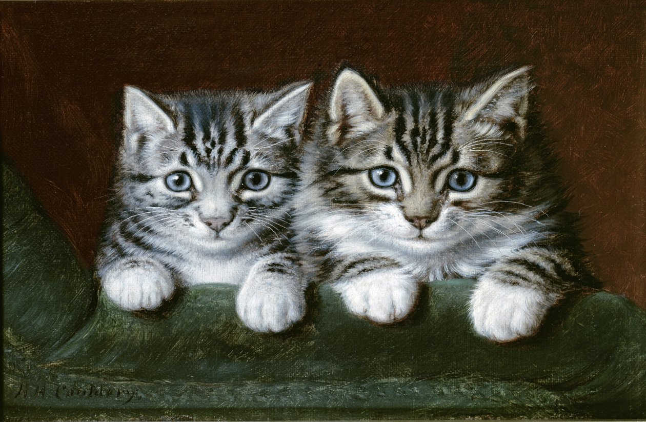 两只虎斑小猫（布面油画） 作者 霍雷肖·亨利·坎瑟里