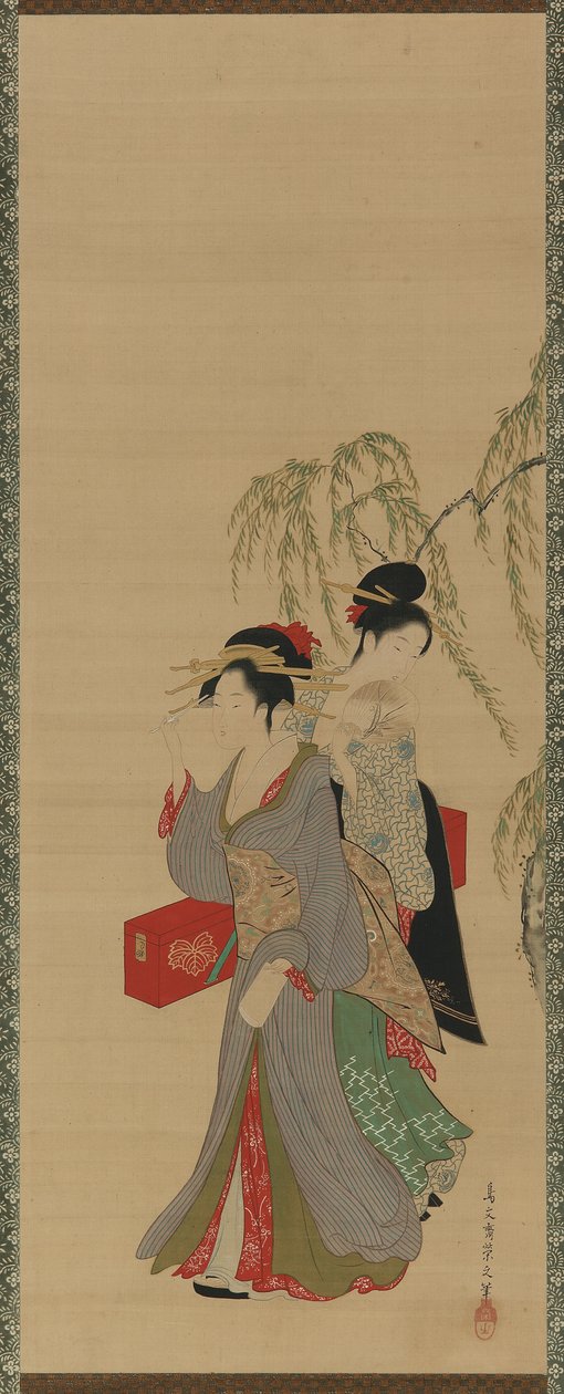 四季美景 - 夏季，江户时代，18世纪末至19世纪初（丝绸上的墨水，颜色和金色） 作者 细田英史