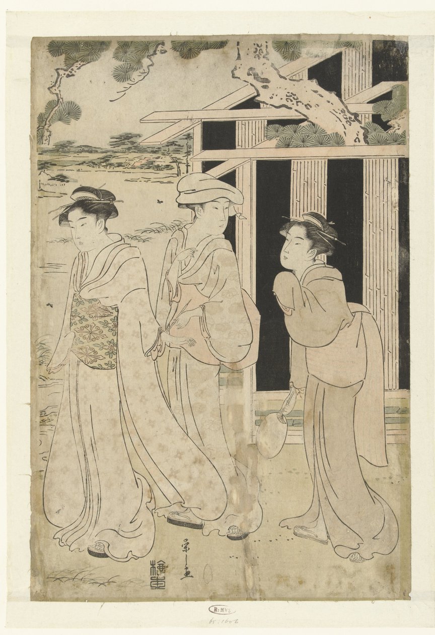 三个女人在湖边散步 作者 细田英史