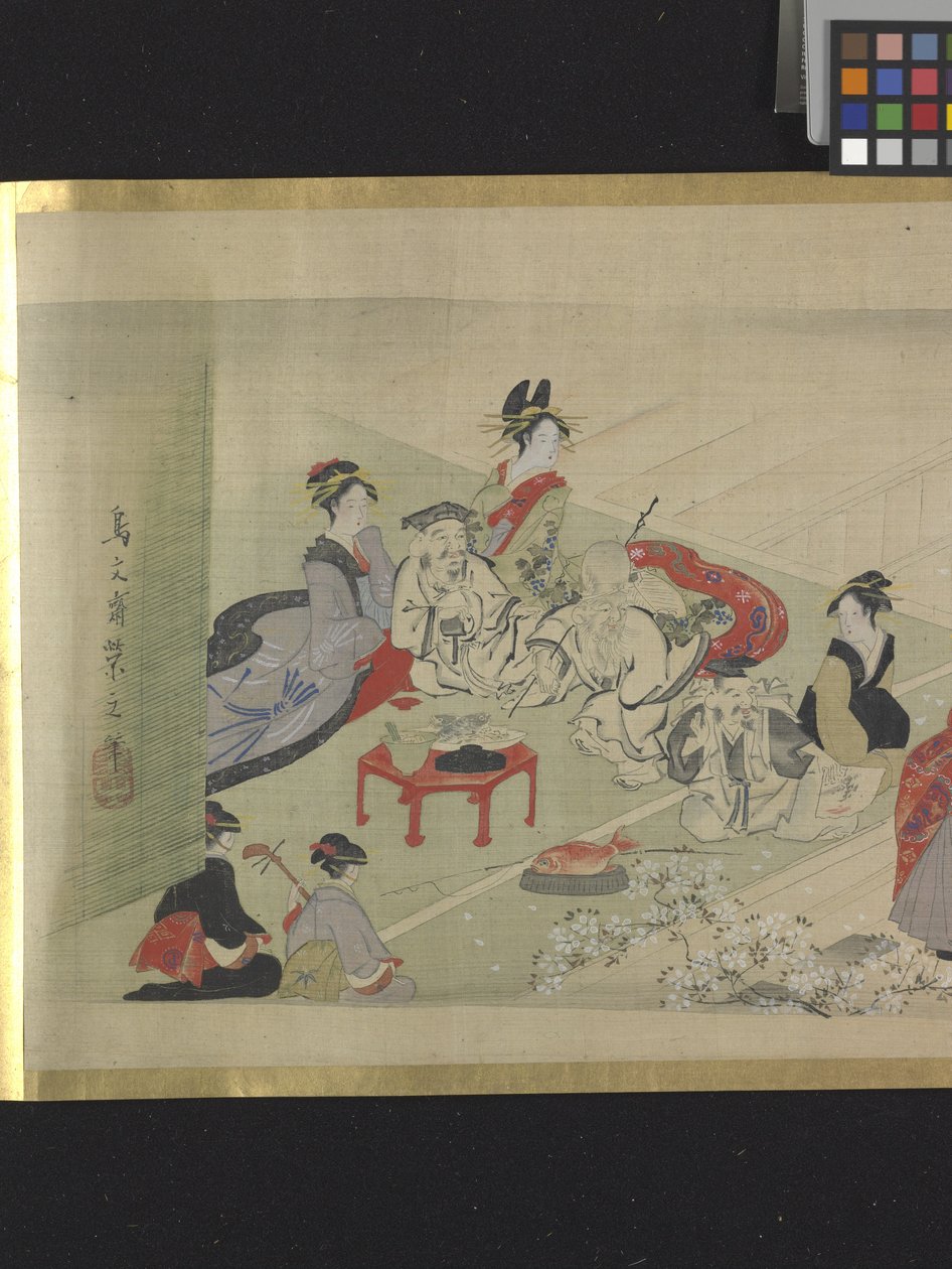 三福神出游（纸本水墨淡彩） 作者 细田英史