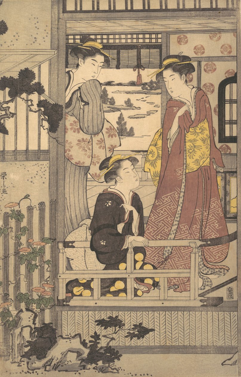 阳台上的三个女人，1756-1829。 作者 细田英史