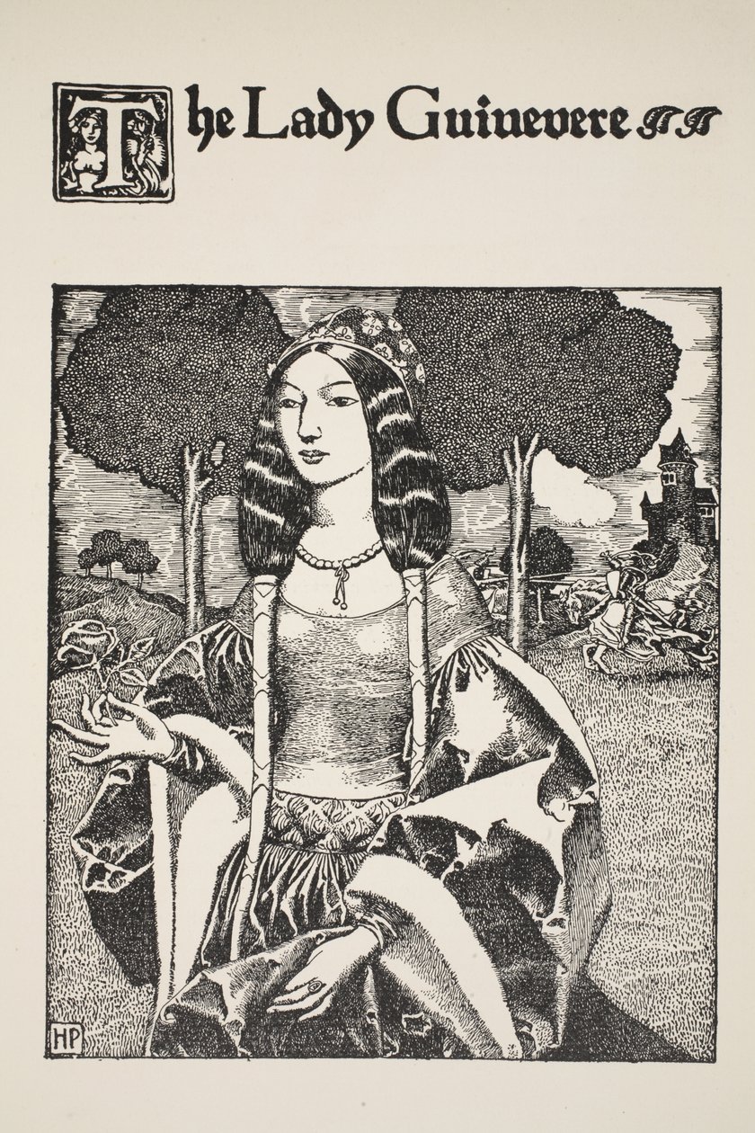Guinevere夫人，来自“亚瑟王及其骑士的故事”的插图，1903年 作者 霍华德·派尔