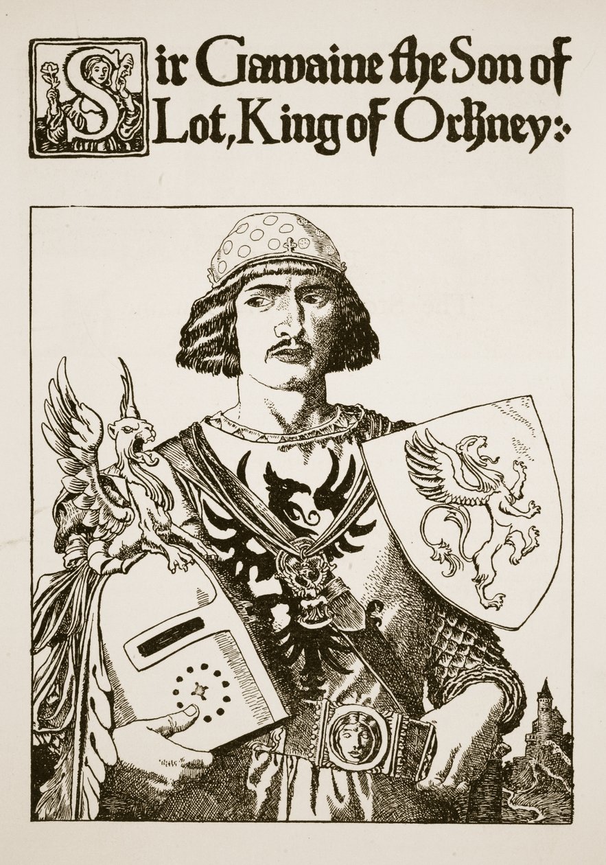 奥克尼之王的Lot of Gawaine爵士，“亚瑟王及其骑士的故事”中的插图，1903年 作者 霍华德·派尔