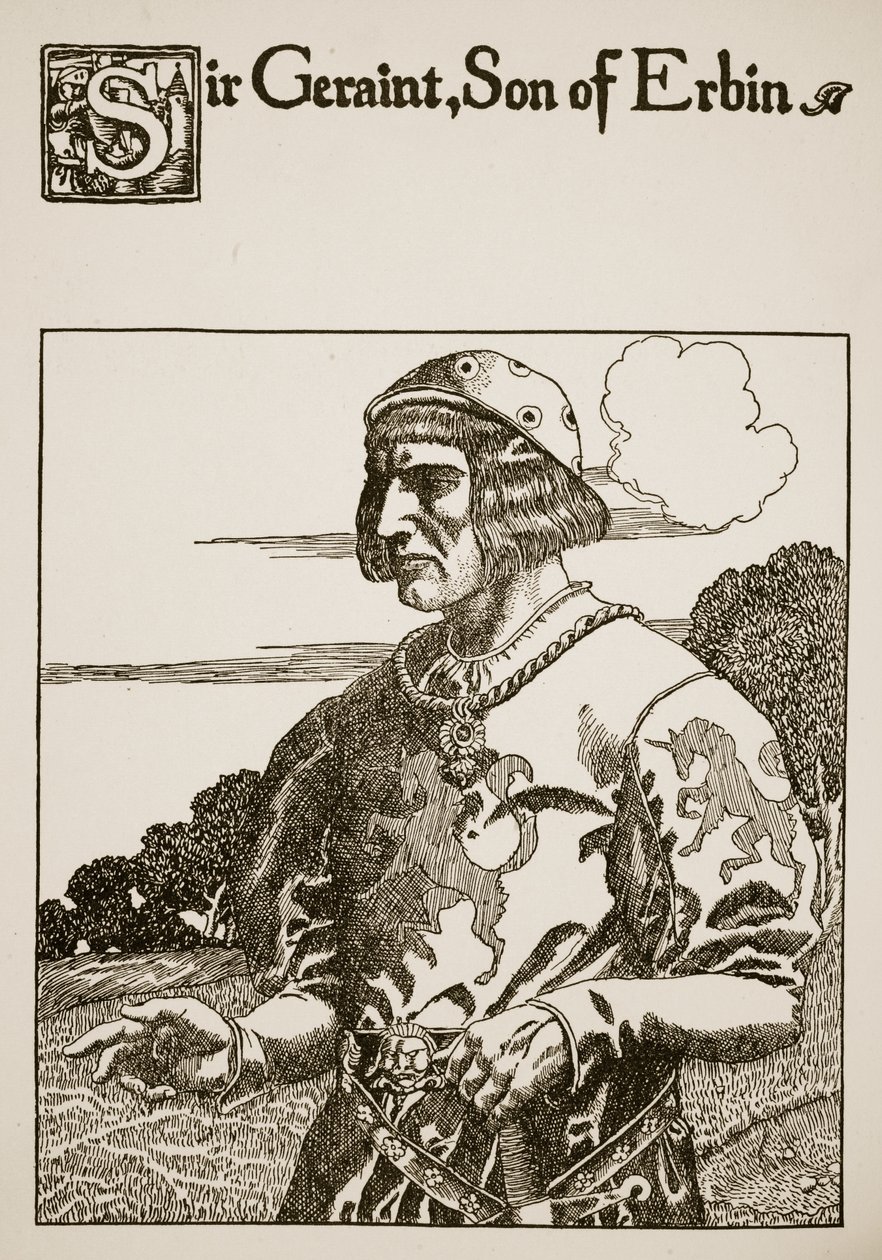 Erbin之子Geraint爵士，“圣杯的故事和亚瑟的传递”中的插图，c.1910 作者 霍华德·派尔
