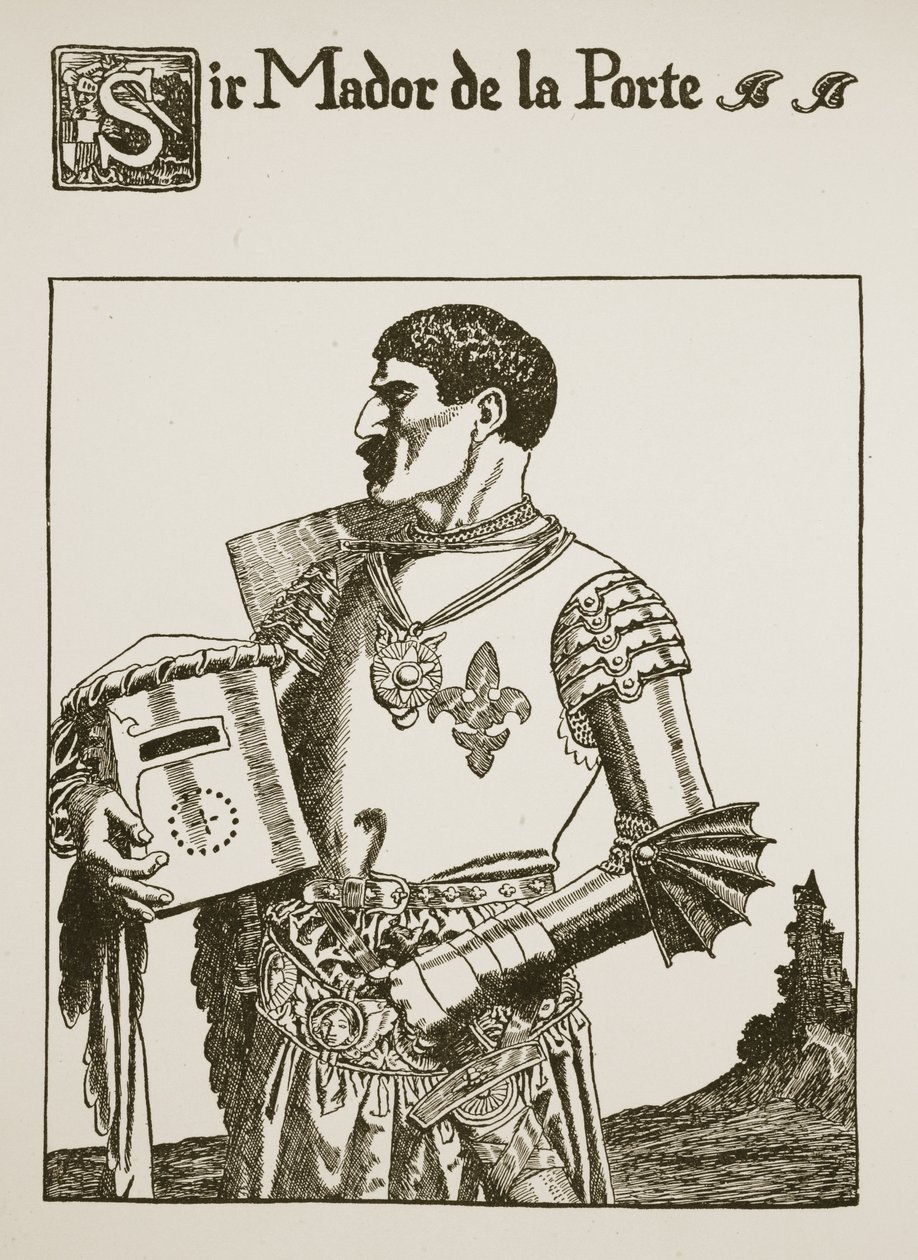 Mador de la Porte爵士，插图来自“圣杯的故事和亚瑟的传递”，c.1910 作者 霍华德·派尔