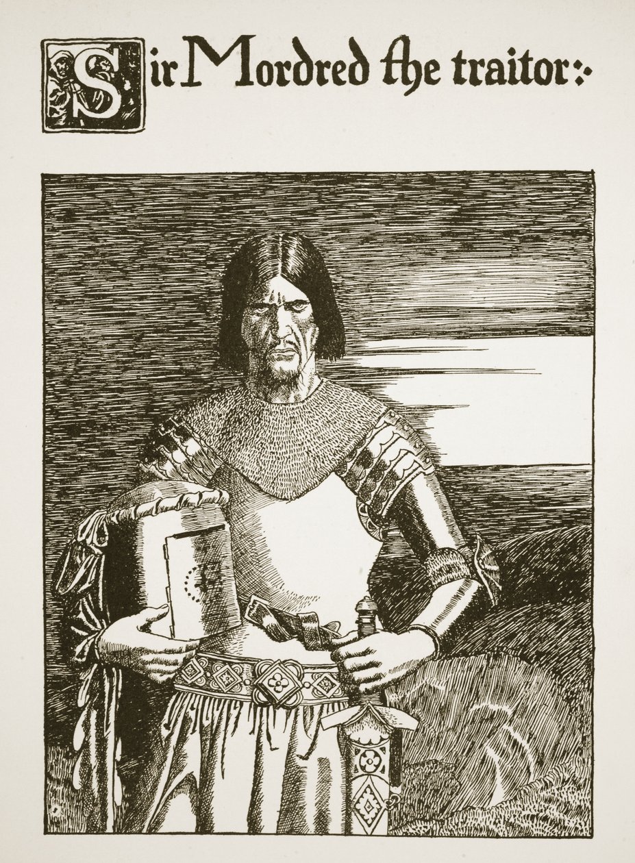 Mordred the Traitor爵士，插图来自“圣杯的故事和亚瑟的传递”，c.1910 作者 霍华德·派尔