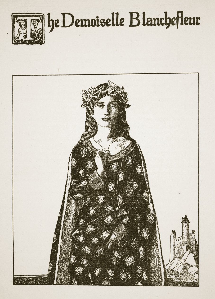 The Demoiselle Blanchefleur，来自&39;圆桌冠军的故事&39;的插图 作者 霍华德·派尔